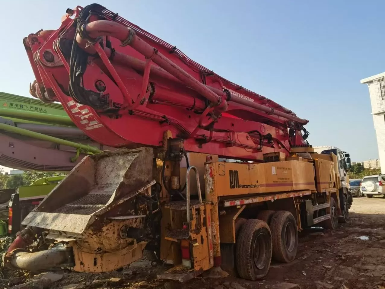 2010 putzmeister original good quality 46m truck-mounted concrete pump car on isuzu chassis