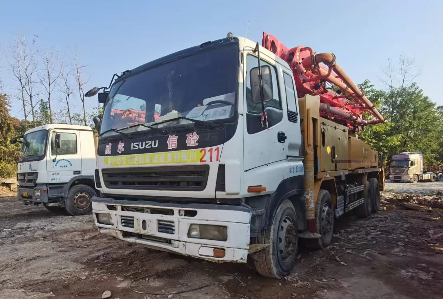 2010 putzmeister original good quality 46m truck-mounted concrete pump car on isuzu chassis