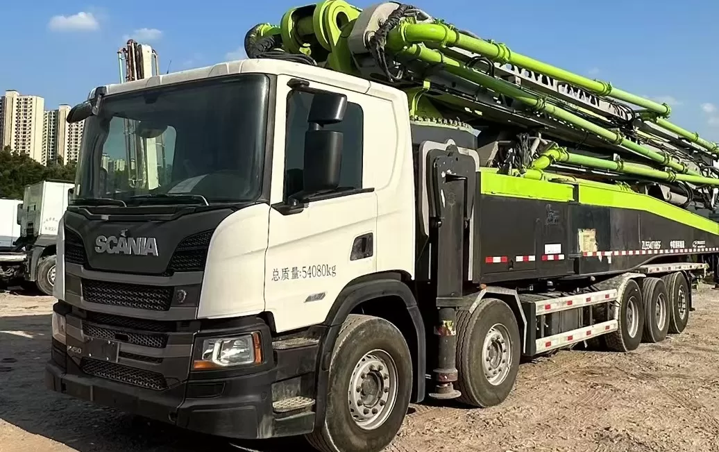 якісний 2021 zoomlion boom pump truck-mounted concrete pump car 67m on scania chassis